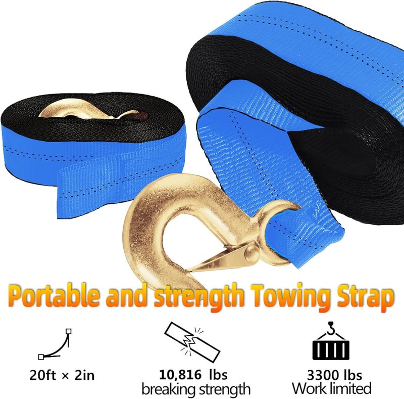 Seamander Trailer Winch Strap 2" x 20' with Safety Hook 10000-pound Break Strength Used for Towing Vehicles, Boats and Jet Skis | Lifetime Replacement - Image 2